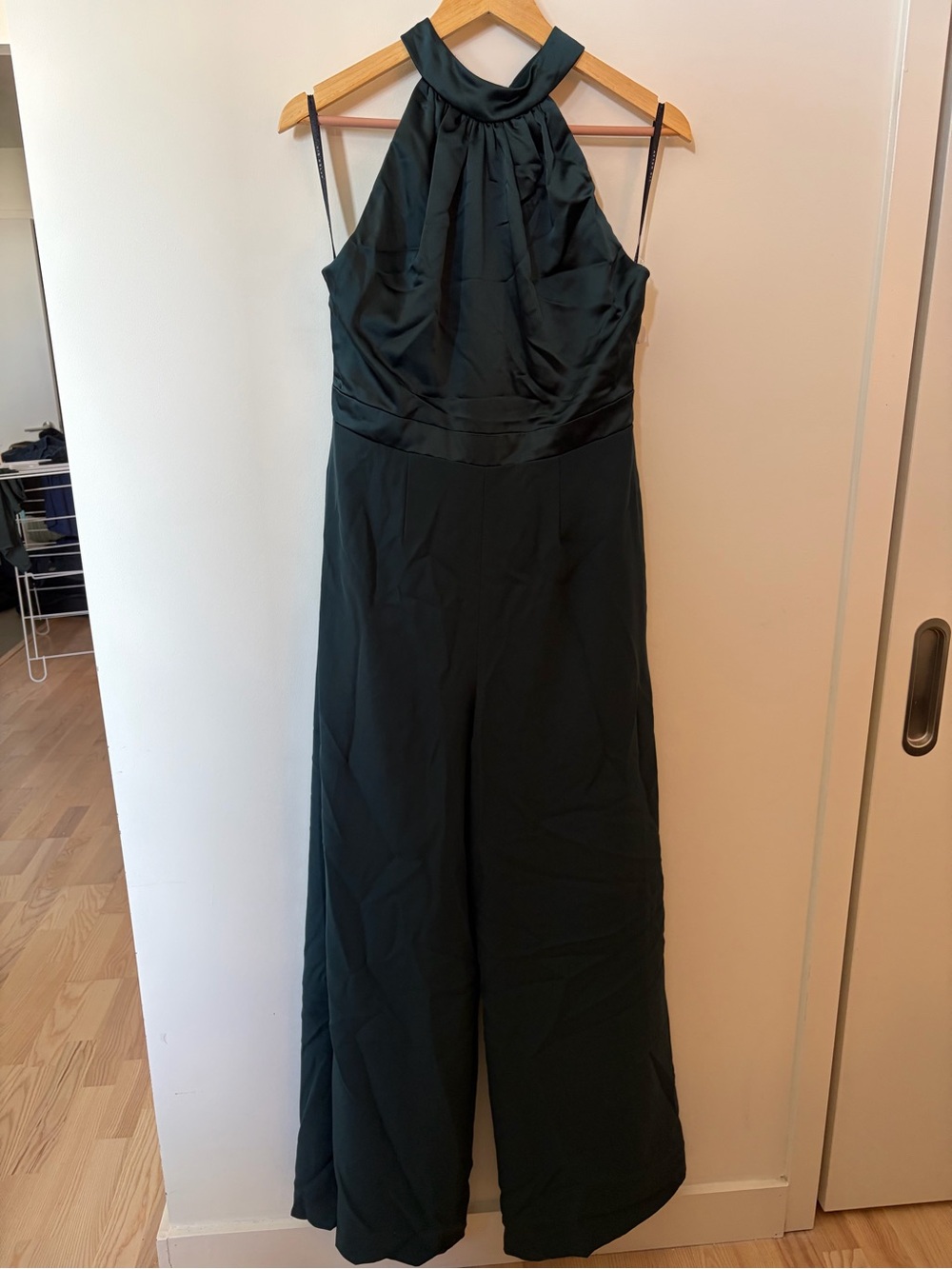 After Six Forest Green Halter Wide-Leg Jumpsuit